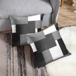 Emvency Set of 2 Grey Geometric Throw Pillow Cover Black Gray White Painting Abstract Checkered Design Decorative Pillow Case Modern Home Decor Standard Square 18x18 Inch Cushion Pillowcase