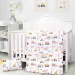 JISEN 3 Piece Crib Bedding Set Soft Baby Crib Bedding Set Construction Trucks Crib Comforter Set - Comforter Sheet Pillowcase Nursery Bedding Sets for Baby Girls or Boys