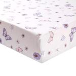 La Premura 3-Piece Purple Butterfly Baby Crib Bedding Set for Girls, Lilac Standard Size Crib Set for Baby Girl, Comforter, Fitted Sheet, and Dust Ruffle Skirt, Baby Nursery Floral Design for Girls
