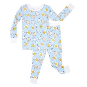 Little Sleepies Two-Piece Pajama Set for Boys & Girls, Soft Viscose from Bamboo Toddler Pajamas for Kids, Family Matching PJs, Blue Breakfast Buddies, 12-14