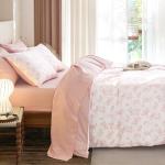 Wake In Cloud - Cottagecore Duvet Cover Set, Floral Vintage Flower Shabby Chic Coquette Aesthetic for Women Teen Girls, Soft Lightweight Bedding, 3-Piece, Pink, Queen Size