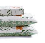 SLEEPBELLA Duvet Cover Set 600 Thread Count Cotton Bedding Set (Full, White&Green Floral)