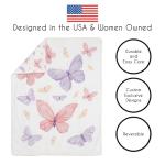 Sweet Jojo Designs 3-Piece Baby Crib Bedding Set (Shabby Chic Butterfly) for Girls, Infants/Nursery incl. Blanket, Fitted Sheet and Crib Skirt (Pink and Purple, Colorful, Pastel, Lilac, Watercolor)