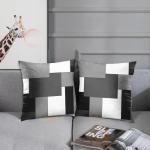 Emvency Set of 2 Grey Geometric Throw Pillow Cover Black Gray White Painting Abstract Checkered Design Decorative Pillow Case Modern Home Decor Standard Square 18x18 Inch Cushion Pillowcase
