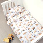 JISEN 3 Piece Crib Bedding Set Soft Baby Crib Bedding Set Construction Trucks Crib Comforter Set - Comforter Sheet Pillowcase Nursery Bedding Sets for Baby Girls or Boys