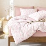 Wake In Cloud - Cottagecore Duvet Cover Set, Floral Vintage Flower Shabby Chic Coquette Aesthetic for Women Teen Girls, Soft Lightweight Bedding, 3-Piece, Pink, Queen Size