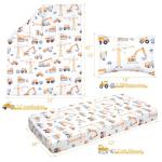 JISEN 3 Piece Crib Bedding Set Soft Baby Crib Bedding Set Construction Trucks Crib Comforter Set - Comforter Sheet Pillowcase Nursery Bedding Sets for Baby Girls or Boys