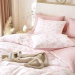 Wake In Cloud - Cottagecore Duvet Cover Set, Floral Vintage Flower Shabby Chic Coquette Aesthetic for Women Teen Girls, Soft Lightweight Bedding, 3-Piece, Pink, Queen Size