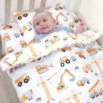 JISEN 3 Piece Crib Bedding Set Soft Baby Crib Bedding Set Construction Trucks Crib Comforter Set - Comforter Sheet Pillowcase Nursery Bedding Sets for Baby Girls or Boys