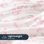 Wake In Cloud - Cottagecore Duvet Cover Set, Floral Vintage Flower Shabby Chic Coquette Aesthetic for Women Teen Girls, Soft Lightweight Bedding, 3-Piece, Pink, Queen Size