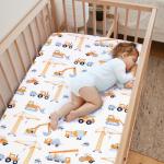 JISEN 3 Piece Crib Bedding Set Soft Baby Crib Bedding Set Construction Trucks Crib Comforter Set - Comforter Sheet Pillowcase Nursery Bedding Sets for Baby Girls or Boys