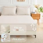 MUXHOMO 7 Pieces King Comforter Set, Soft Bed in a Bag King Size, All Season Bedding Set with Comforter, Flat Sheet, Fitted Sheet, Pillowcases & Shams, Beige