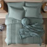 Monbix Queen Comforter Set - 7 Pieces Sage Green Bed in a Bag Queen Bedding Sets with Comforters, All Seasons Comforter Bed Set with Sheets,Pillowcases & Shams