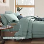 Monbix Queen Comforter Set - 7 Pieces Sage Green Bed in a Bag Queen Bedding Sets with Comforters, All Seasons Comforter Bed Set with Sheets,Pillowcases & Shams