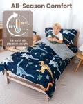 TinyPalsa Dinosaur Toddler Bedding Set, 4-Piece Comforter Set for Girls and Boys, Breathable Crib Bedding Includes Ultra-Soft Plush Minky Comforter, Flat and Fitted Sheets, and Reversible Pillowcase