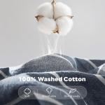 JELLYMONI Washed Cotton Duvet Cover Queen Size – Breathable & Cozy Bedding Set for Modern Homes, Dorms & Guest Rooms, Blue Striped Comforter Cover with Button Closure, 1 Duvet Cover & 2 Pillowcases