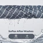 JELLYMONI Washed Cotton Duvet Cover Queen Size – Breathable & Cozy Bedding Set for Modern Homes, Dorms & Guest Rooms, Blue Striped Comforter Cover with Button Closure, 1 Duvet Cover & 2 Pillowcases