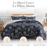 Southshore Fine Living, Inc. Reversible California King Duvet Cover Set, Hotel Quality Microfiber Bedding Set - 1 King/Cal King Duvet Cover, 2 Shams, Insert Not Included - Botanical Leaves Blue