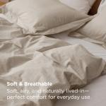 Bedsure 100% Washed Cotton Duvet Cover King Size - Oatmeal Minimalist Cotton Duvet Cover Linen Like for All Seasons - GentleSoft™ Plain Simple Bedding (Oatmeal, King, 104"x90")