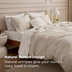 Bedsure 100% Washed Cotton Duvet Cover King Size - Oatmeal Minimalist Cotton Duvet Cover Linen Like for All Seasons - GentleSoft™ Plain Simple Bedding (Oatmeal, King, 104"x90")