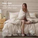 Bedsure 100% Washed Cotton Duvet Cover King Size - Oatmeal Minimalist Cotton Duvet Cover Linen Like for All Seasons - GentleSoft™ Plain Simple Bedding (Oatmeal, King, 104"x90")