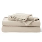 Bedsure 100% Washed Cotton Duvet Cover King Size - Oatmeal Minimalist Cotton Duvet Cover Linen Like for All Seasons - GentleSoft™ Plain Simple Bedding (Oatmeal, King, 104"x90")