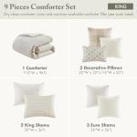 King Comforter Set with Jacquard Stripes & Buttons