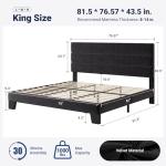 King Size Velvet Upholstered Bed Frame with Slats