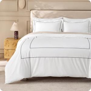 Luxury King Size White Cotton Duvet Cover Set