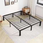 Queen Size Bed Frame - Metal Platform Bed Frames Mattress Foundation with Steel Slat Support, No Box Spring Needed, Storage Space Under Base, Easy Assembly, Black