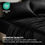 Luxury Black Satin Bed Sheet Set - 4 Pieces