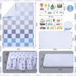 SmoothNovelty 5 Pcs Cars Theme Baby Crib Bedding Set Include Checkered Crib Sheets Bed Skirt Comforter Pad Cover Wall Stickers for Boys Transportation Nursery Room Decoration