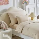 Kids Comforter Sheet Set - Soft and Breathable Bed Set Includes Quilted Comforter, Fitted Sheet, Flat Top Sheet, Pillowcase and Toddler Pillowcase for Toddler - 5 Pieces Toddler Bedding Set Beige