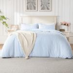 ROSE&RISY Blue Queen Duvet Cover Set, 3 Pieces Soft Bedding Queen Set, Breathable and Cooling,Includes 1 Duvet Cover, 2 Pillow Cases (Blue Stripe, Queen)