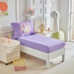 4 Pieces Toddler Bedding Set for Girls Purple Unicorn Toddler Bed Set - Cartoon Stars Rainbow Print Cute Princess Bed in a Bag - 1 Baby Comforter 1 Fitted Sheet 1 Flat Sheet 1 Pillowcase