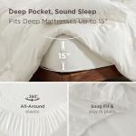 Bedsure Duvet Cover with Fitted Sheet Queen - Deep Pocket, Hotel Luxury Soft Double Brushed Bedding Set with Zipper Closure, 1 Duvet Cover, 1 Fitted Sheet, 2 Pillow Shams, NO Comforter, Cream White