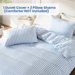 ROSE&RISY Blue Queen Duvet Cover Set, 3 Pieces Soft Bedding Queen Set, Breathable and Cooling,Includes 1 Duvet Cover, 2 Pillow Cases (Blue Stripe, Queen)
