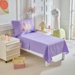 4 Pieces Toddler Bedding Set for Girls Purple Unicorn Toddler Bed Set - Cartoon Stars Rainbow Print Cute Princess Bed in a Bag - 1 Baby Comforter 1 Fitted Sheet 1 Flat Sheet 1 Pillowcase