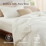 Bedsure Duvet Cover with Fitted Sheet Queen - Deep Pocket, Hotel Luxury Soft Double Brushed Bedding Set with Zipper Closure, 1 Duvet Cover, 1 Fitted Sheet, 2 Pillow Shams, NO Comforter, Cream White