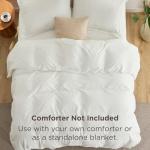 Bedsure Duvet Cover with Fitted Sheet Queen - Deep Pocket, Hotel Luxury Soft Double Brushed Bedding Set with Zipper Closure, 1 Duvet Cover, 1 Fitted Sheet, 2 Pillow Shams, NO Comforter, Cream White