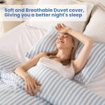 ROSE&RISY Blue Queen Duvet Cover Set, 3 Pieces Soft Bedding Queen Set, Breathable and Cooling,Includes 1 Duvet Cover, 2 Pillow Cases (Blue Stripe, Queen)