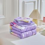 4 Pieces Toddler Bedding Set for Girls Purple Unicorn Toddler Bed Set - Cartoon Stars Rainbow Print Cute Princess Bed in a Bag - 1 Baby Comforter 1 Fitted Sheet 1 Flat Sheet 1 Pillowcase