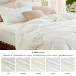 Bedsure Duvet Cover with Fitted Sheet Queen - Deep Pocket, Hotel Luxury Soft Double Brushed Bedding Set with Zipper Closure, 1 Duvet Cover, 1 Fitted Sheet, 2 Pillow Shams, NO Comforter, Cream White