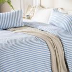 ROSE&RISY Blue Queen Duvet Cover Set, 3 Pieces Soft Bedding Queen Set, Breathable and Cooling,Includes 1 Duvet Cover, 2 Pillow Cases (Blue Stripe, Queen)