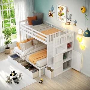 Twin Over Full Bunk Bed with Storage Drawers