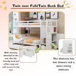 Twin Over Full Bunk Bed with Storage Drawers
