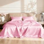 Luxury Pink Satin Queen Sheets Set - 4 Pieces