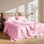 Luxury Pink Satin Queen Sheets Set - 4 Pieces