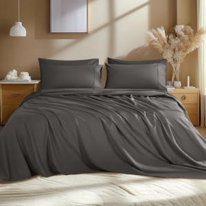Luxury Egyptian Cotton Queen Sheet Set - Dark Grey