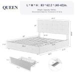 Queen Platform Bed Frame with Storage Drawers - Grey